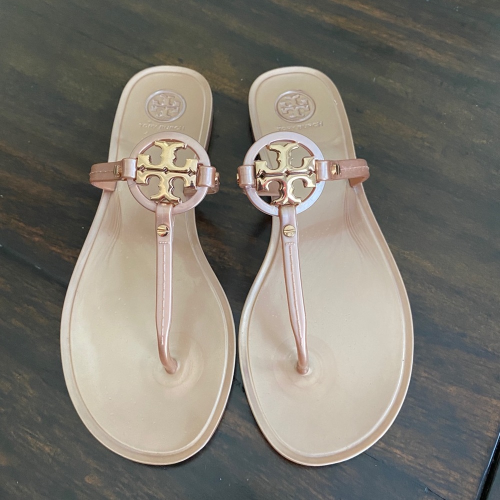EUC Rose Gold Tory Burch Jelly Sandals